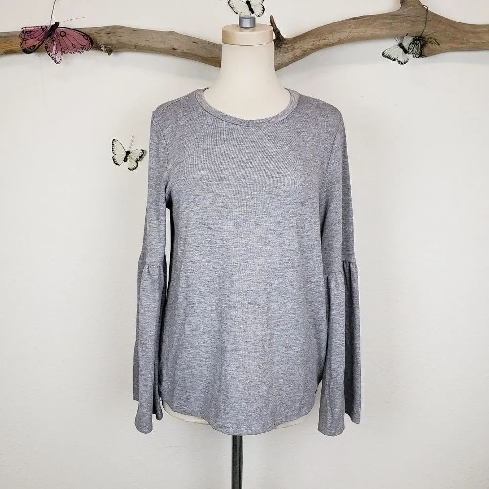 Calvin Klein gray bell sleeve sweater
